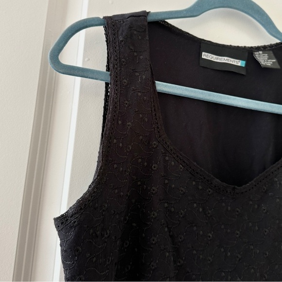 Vintage Y2K Requirements Black Eyelet Bow Sleeveless Top Women’s Size Medium - Picture 4 of 15